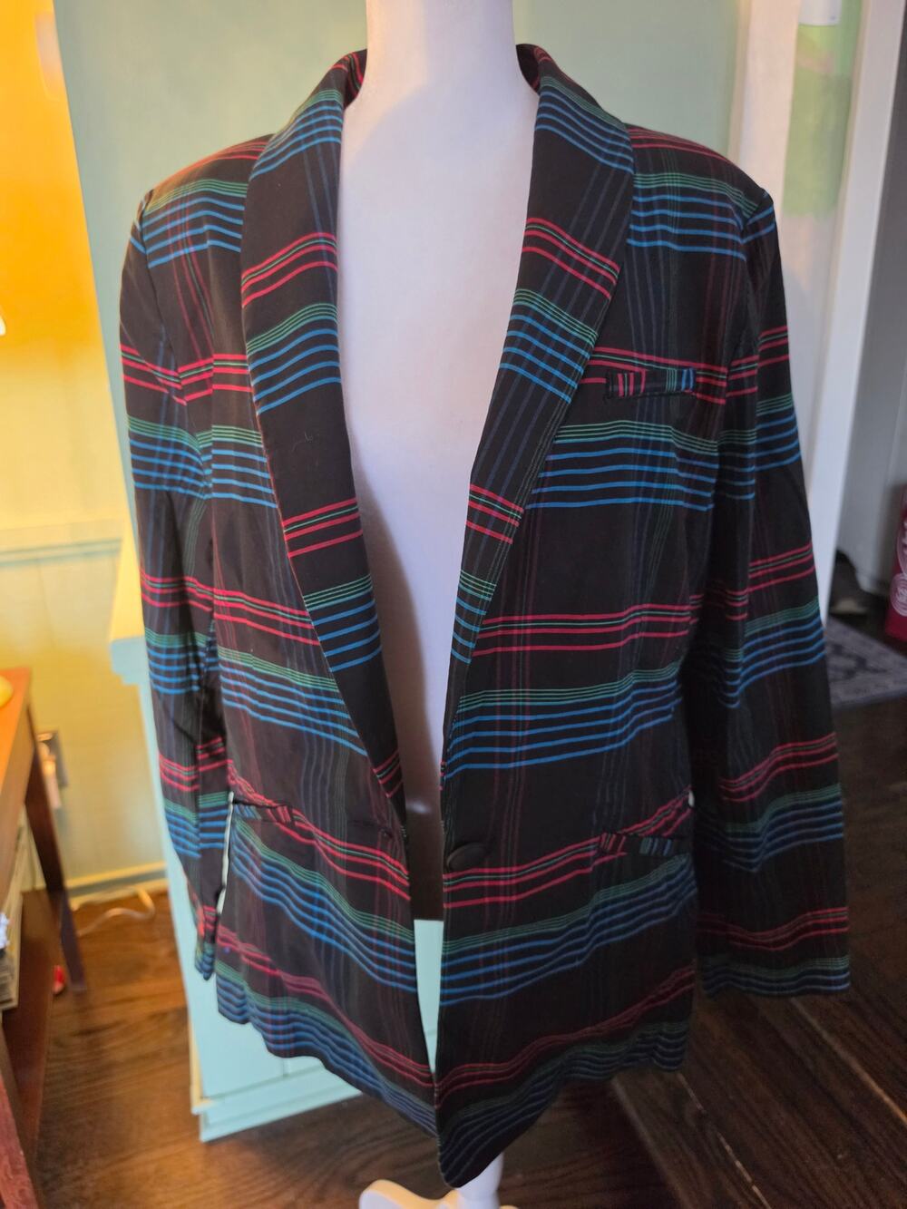 CAbi Plaid Holiday Blazer #3850 Size XL